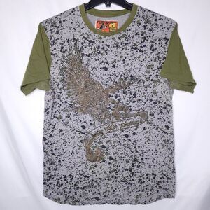 Rolling Papers T Shirt Mens Large Gray, Green Splatter Eagle